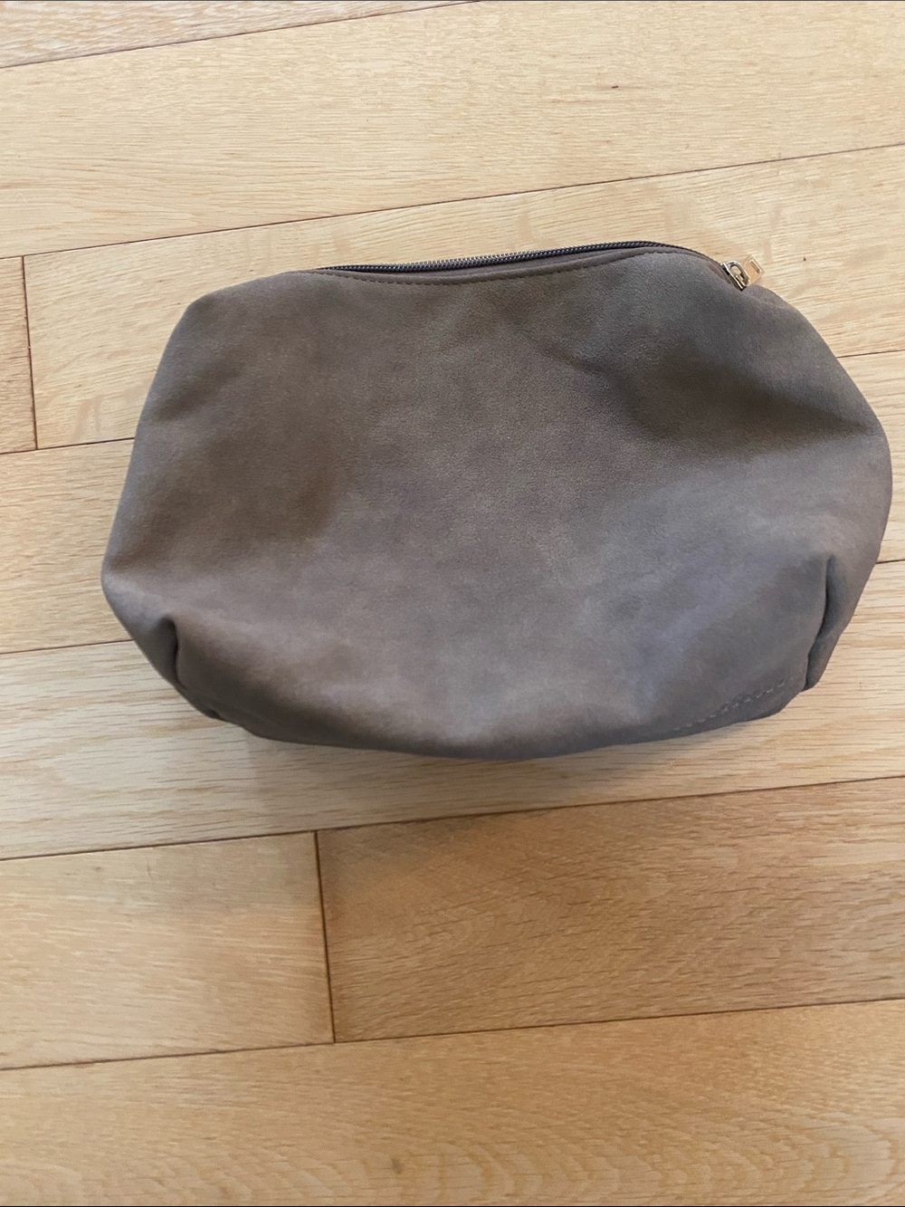 Lucky Brand Taupe Suede Zip Pouch